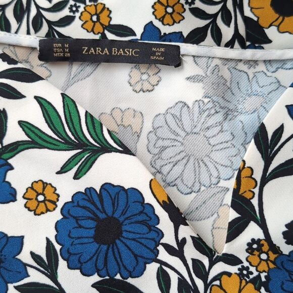 zara Field Flowers Cropped Top V Neck Size M - Picture 4 of 8